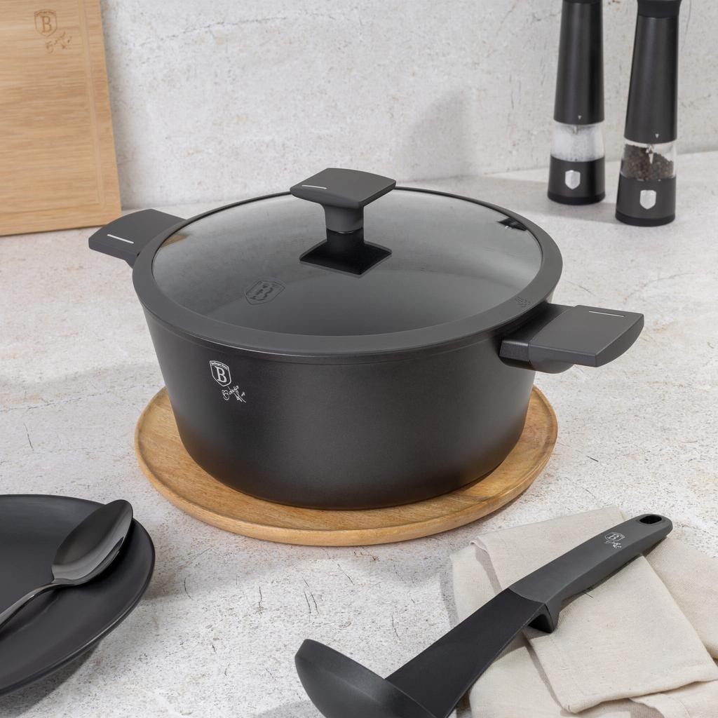 Garnek Tytanowy Z Pokrywką 28cm 6.1L BERLINGER HAUS Antracit BH-8132