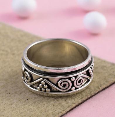 925 Sterling Silver Ring, Flower Spinner Ring, Designer Handmade Silver Ring, Worry Meditation Jewelry, Bridal Wedding Ring, Gift For Her,