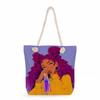 Black Girl Print Thick Rope Single-shoulder Beach Bag 7358