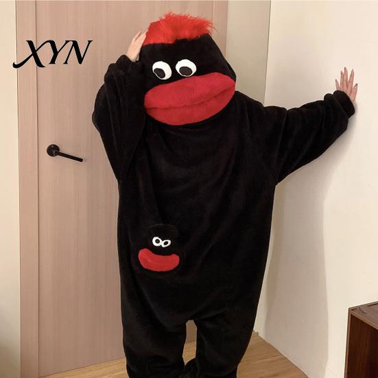 Warm Plush Onesie Funny Wearable Big Mouth Pajamas for Kids, Adults, Soft Kids Sleepwear Fleece Cozy Home Loungewear, Hooded One-Piece Jumpsuit Dress
