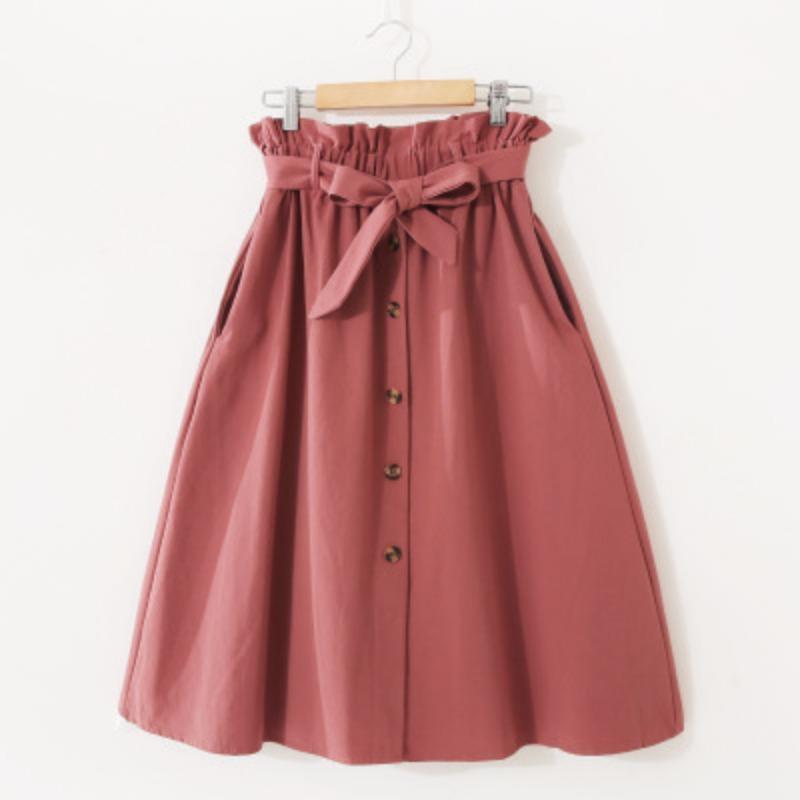 

DX~~Новая женская одежда, корейская версия, темпераментная длинная юбка для похудения с высокой талией, эластичная талия, однотонная юбка трапециевидной формы, повседневная юбка One size