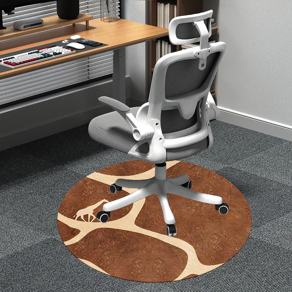 

1pc Giraffe Safari Office Round Area Rug, Indoor Mat Suitable ForOffice, Under Office Chairs Bedroom Living Room Home Decor, Room Deco D021 80cm by 80cm