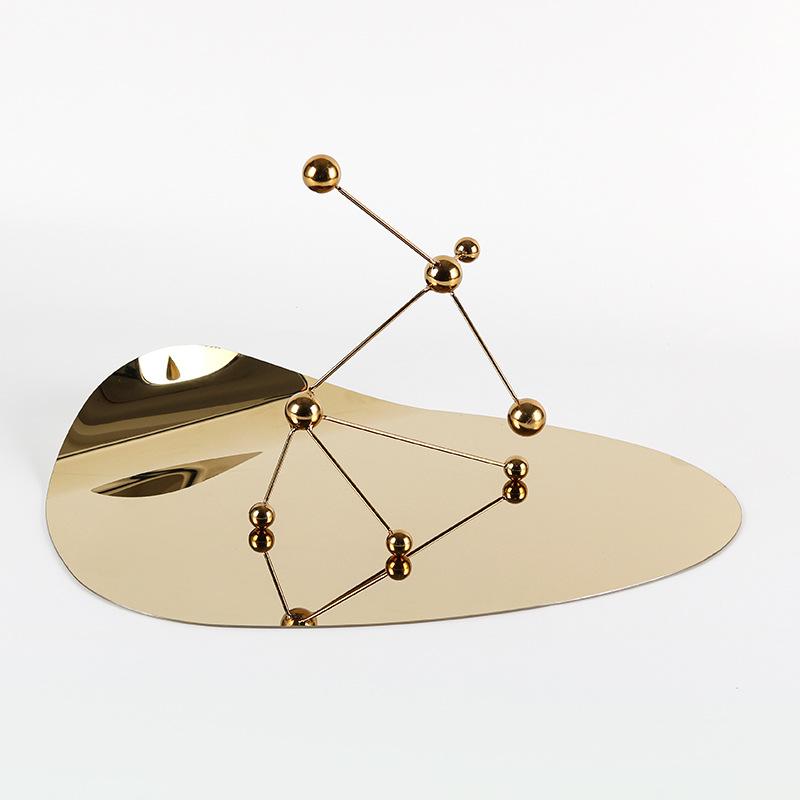 Nordic Ins Style Light Luxury Metal Irregular Folding Tray High-end Desktop Creative Art Fruit Plate Accessories