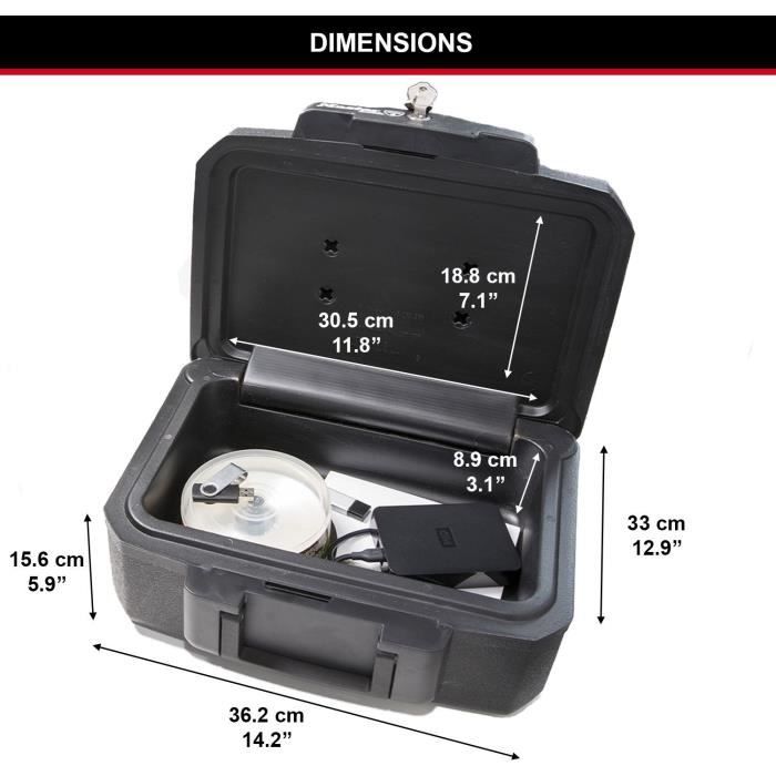 Coffre-fort ignifuge - master lock - h0100eurhro - etanche avec clé - 4,9 l, 15,6 x 36,2 x 33 cm