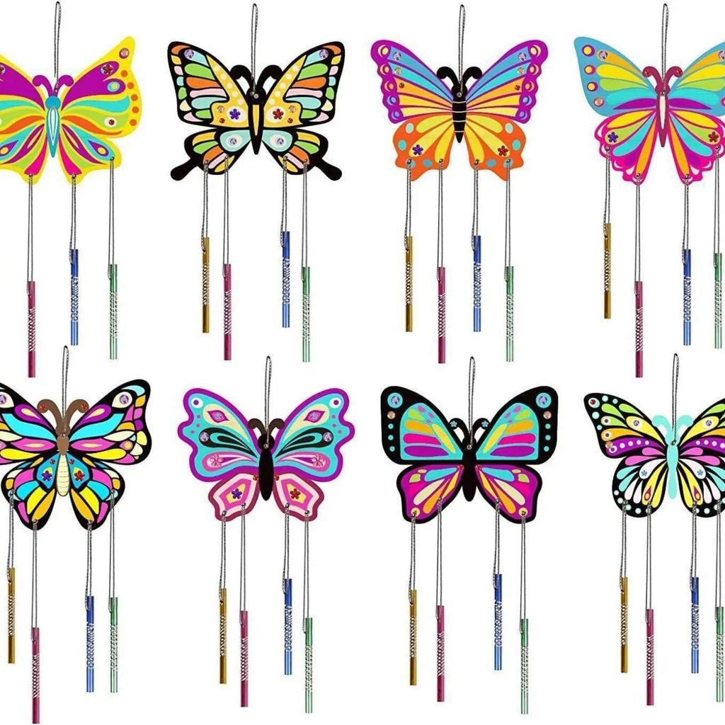 Christmas Butterfly Pirate Wooden Wind Chime for Kids DIY Classroom Hanging Craft Decora