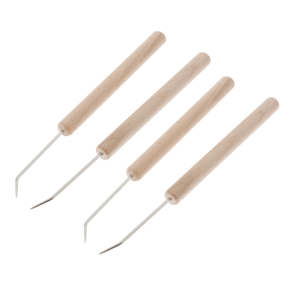 4Pcs Wooden Handle Crochet Hooks Knitting Weaving