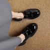 Soft cowhide~ Genuine leather bow thick heel small leather shoes women's spring new British black high heel loafers single shoes