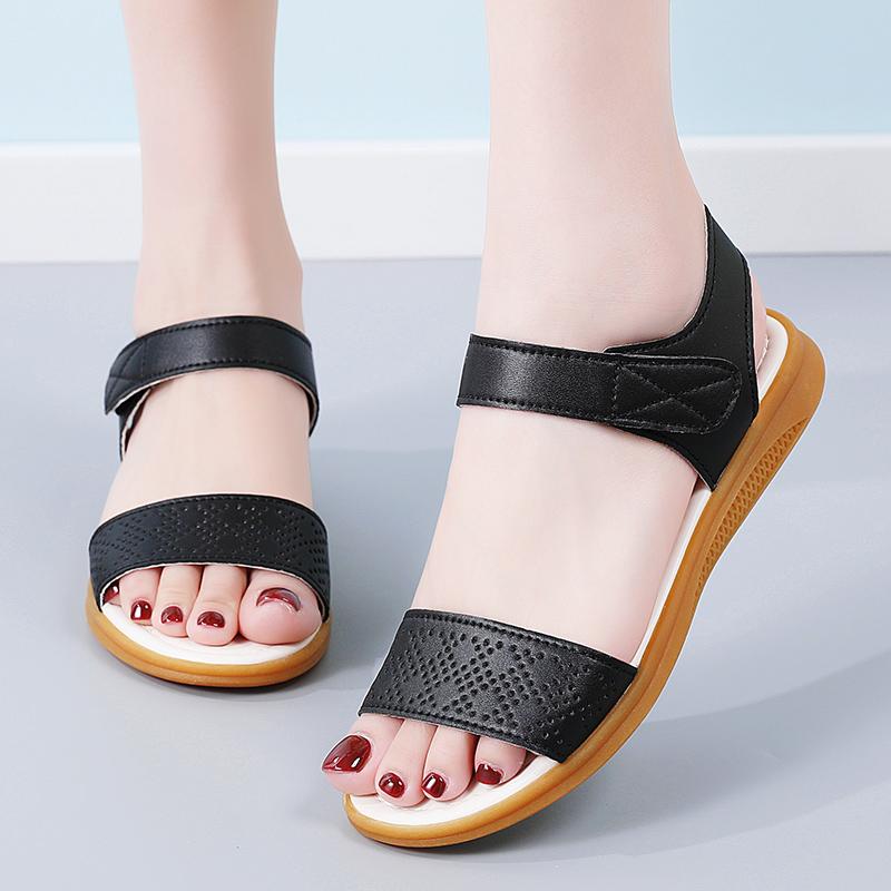 Women Black Wedge Sandals Summer White Dressy Open Toe Casual Thick Sole Platform Heel Sandals Plus Size