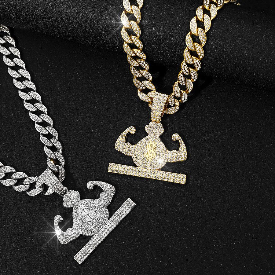 Money Bag Necklace Full of Diamonds European and American TEMU Hot Selling Hip-hop Pendant Street Clothing