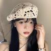 Summer Women'S Solid Color Flower Hollow Beret French Vintage Painter Hat