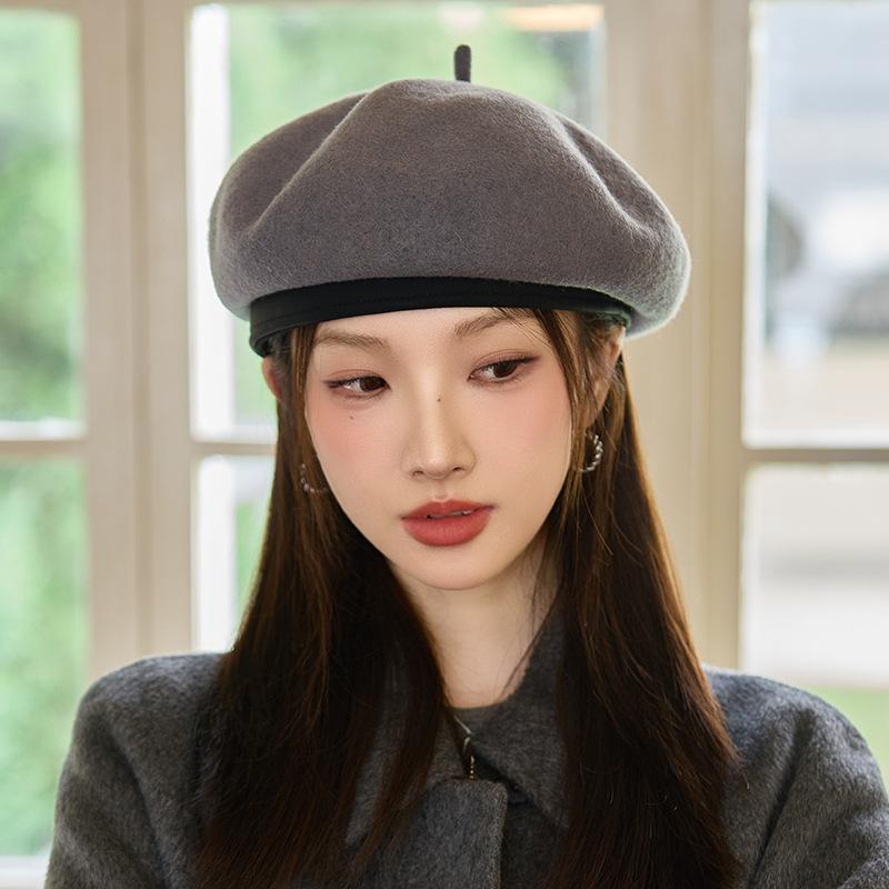 British Style Retro Beret Autumn and Winter Hat for Women Warm Literary Painter Hat Korean Style Versatile Big Head Squash Hat