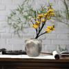 Elegant Wabi Sabi Ceramic Vase Bud Holder Vintage Farmhouse Flowerpot for Living Room Office Tabletop Decor