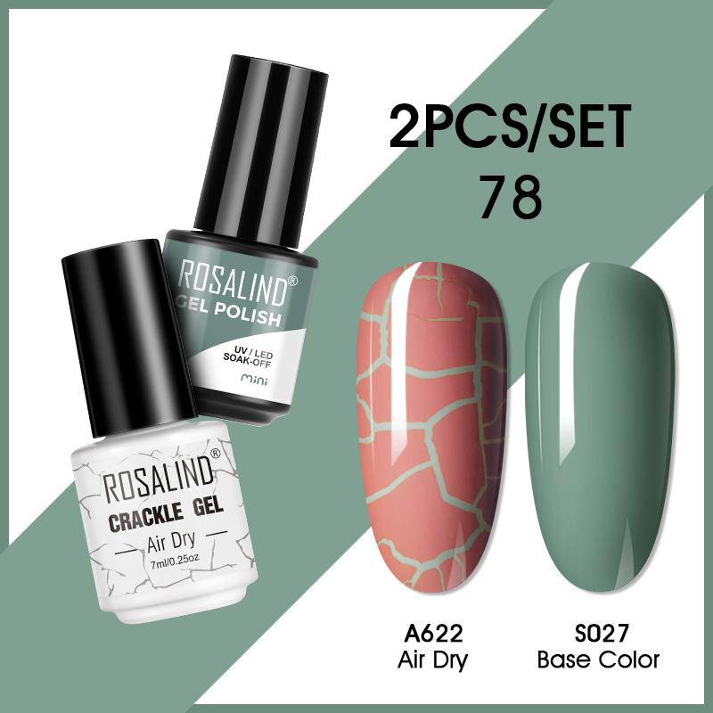 ROSALIND Cracked Gel Nail and Polish Nail Gel Kit Nail Varnish Hybrid Crackle Manicure Art UV Gel Semi Permanent 2PCS