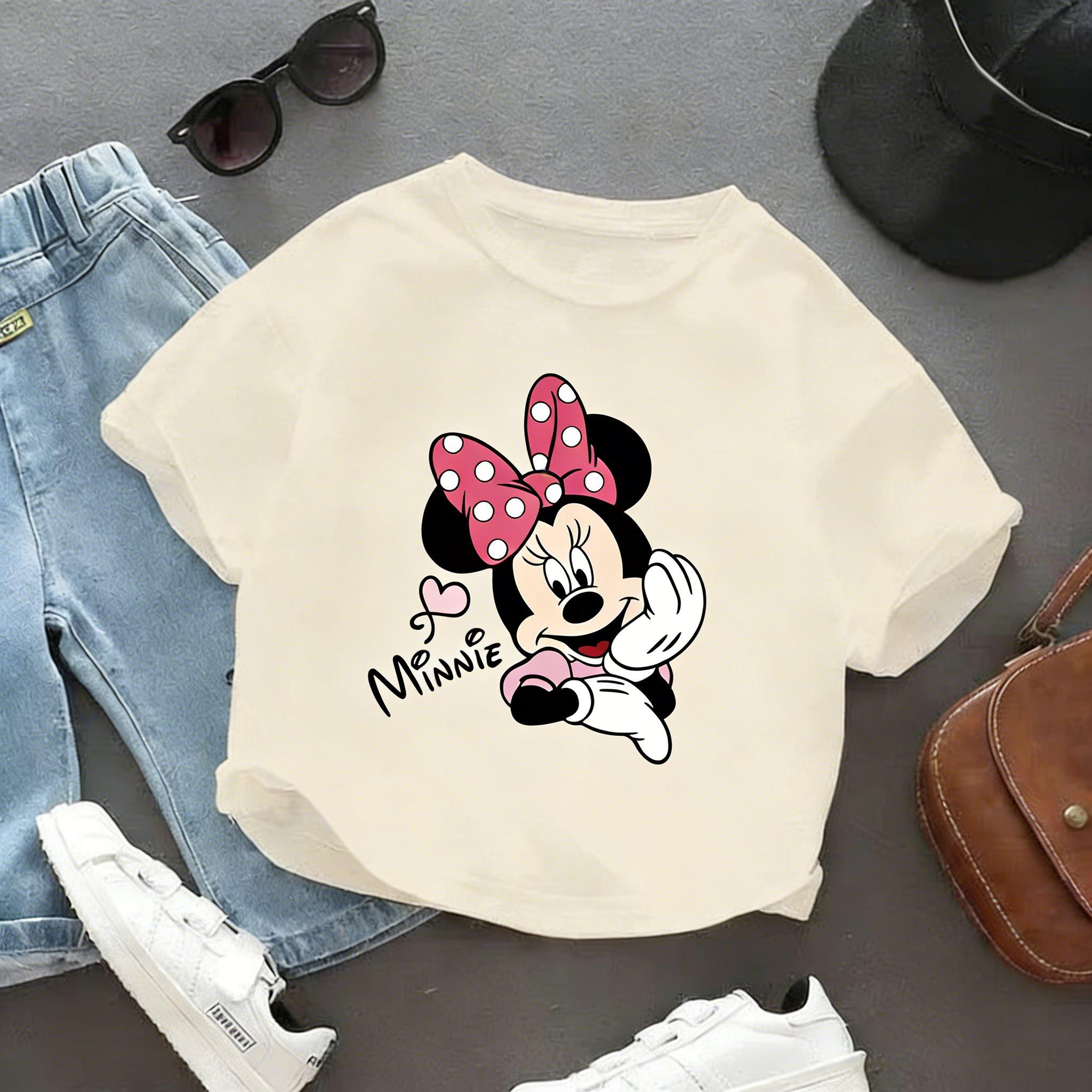 Детская футболка Disney Минни Унисекс С коротким рукавом Уличный стиль 2026 Лето Новое поступление 160 white