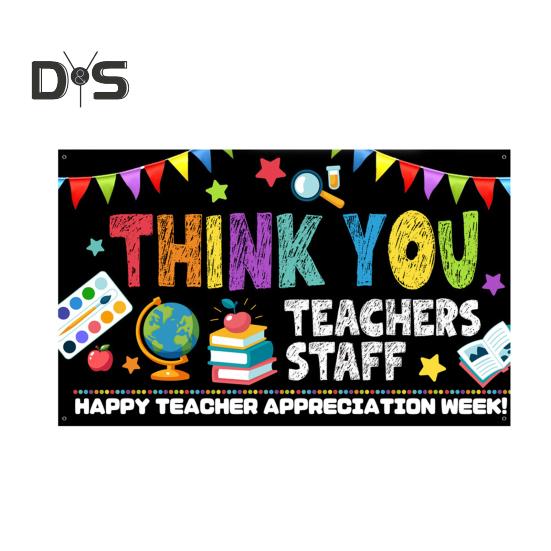 Teacher Appreciation Week Backdrop Banner Thank You Teacher And Staff Background Decoration for Teachers' Day Classroom School Office Decor