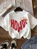 Kids Short Sleeve T Shirt Cute HOWDY Letter Print Crown Pattern Crew Neck Loose Casual Top Boys Girls Daily Basic Summer Tee