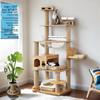 Large Solid Wood Cat Tree with Space Capsule, Plus Size Scratching Post & Board, Floor-to-Ceiling Multi-Season Toy, Wear-Resistant.