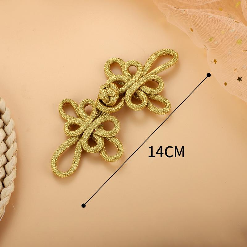Chinese Style Handmade Woven Gold & Silver Thread Frog Buttons for Qipao Hanfu Tang Suit