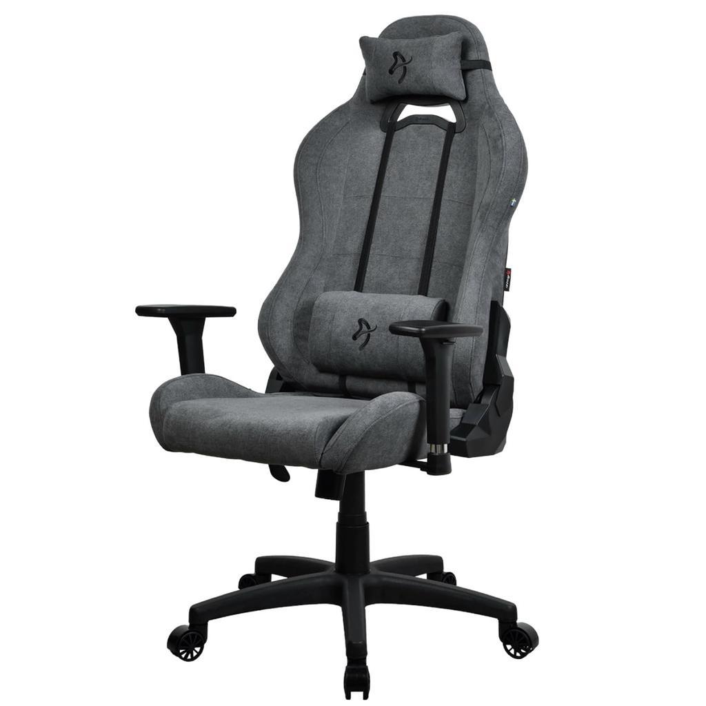 Arozzi Torretta Soft Fabric ASH Gaming-Stuhl mit weichem Stoffmaterial, 3D-Armlehnen und Liegefunktion (TORRETTA-SFB-AHS2)