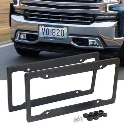 Car 1/2PCS License Plate Frame Carbon Pattern Plastic LicensePlate Frame Bracket US License Plate Frame Standard Screw Accessory