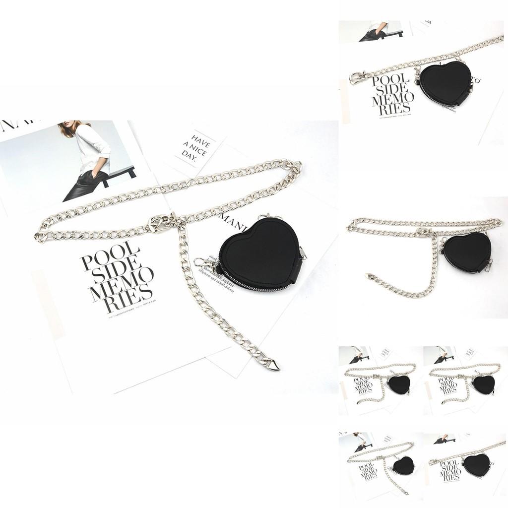Fashion Metal Women Waist Chain With Detachable Heart Shaped Bag Pendant For Outdoor Wear