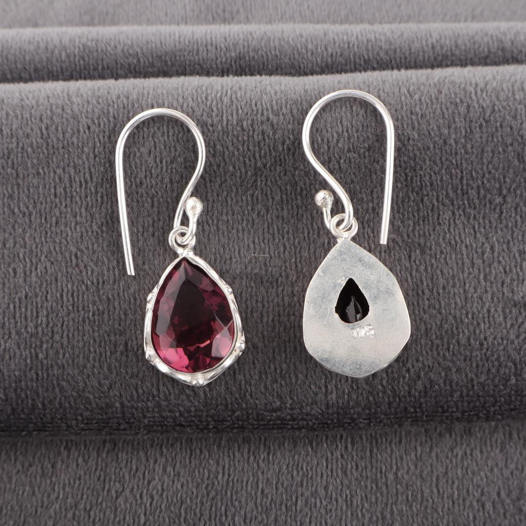 Rhodolite Gemstone Jewelry, Handmade Silver Jewelry, 925 Solid Sterling Silver Earrings, Gorgeous Silver Earrings For Wedding Gift