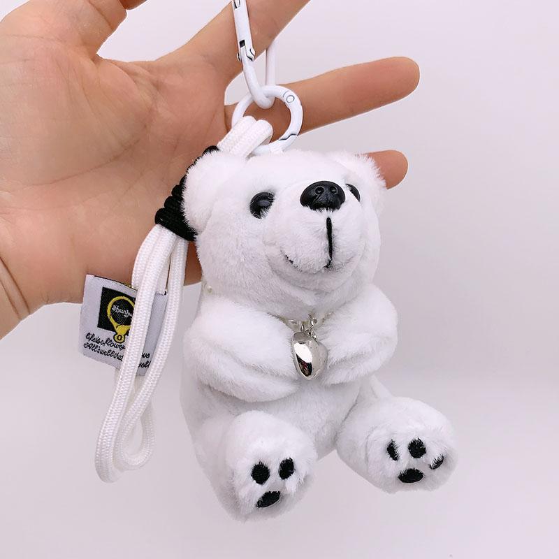 Cute Plush White Polar Bear Doll Keychain Pendant Cartoon Fat Animal Snow Polar Bear Car Keychain Bag Pendant Lovers Women Gifts