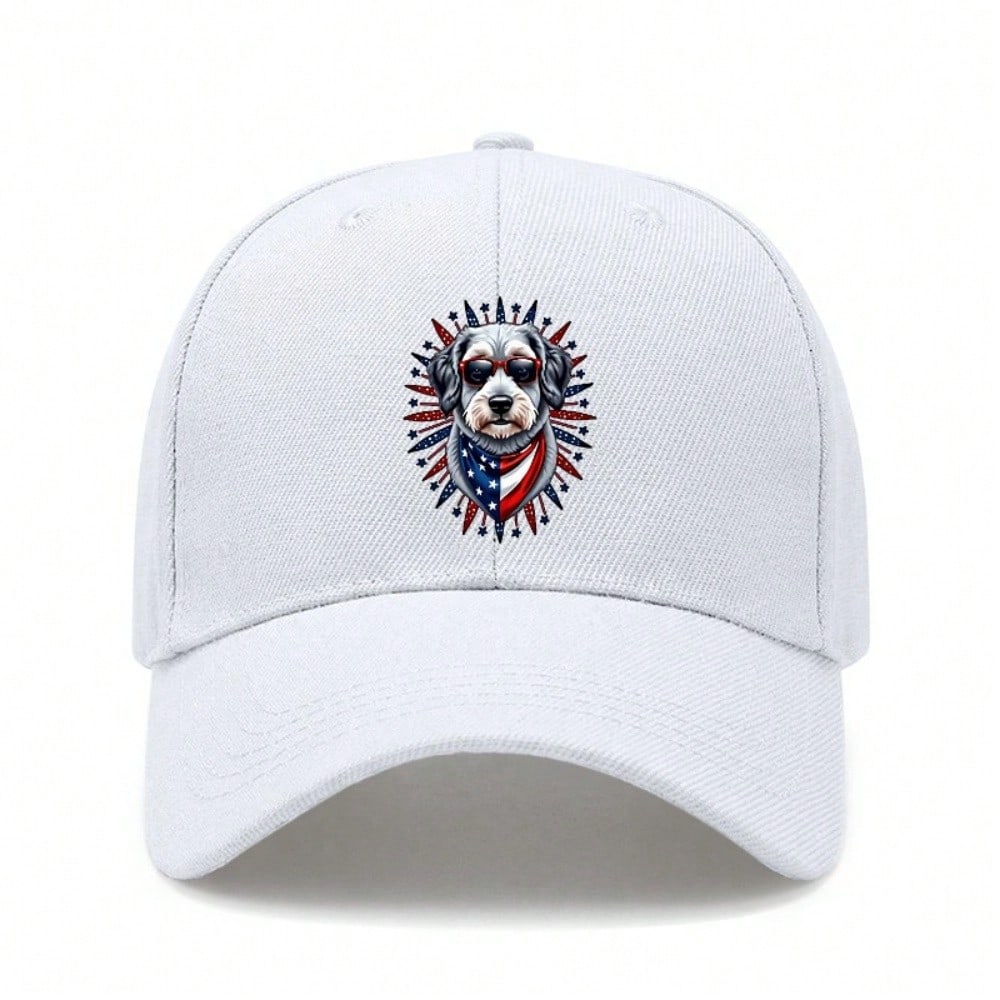[Patriotic Baseball Cap] 2026  Unisex Dog With USA Flag Print Polyester Adjustable Breathable Sun Protection Casual Outdoor Sports Baseball Hat