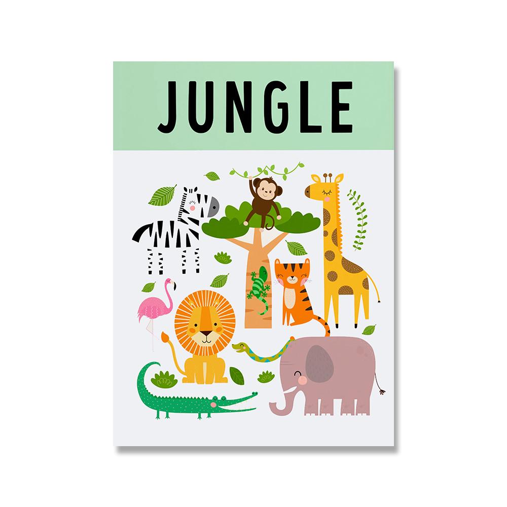 Pădure Jungle Ocean Animale Educație Imagini Copii Postere Pepinieră Artă Perete Pânză Printuri Pictură Copii Copii Decor Dormitor