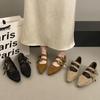 Retro rivet pointed Mary Jane shoes women's 2025 autumn belt buckle shallow mouth temperament inner height increase one word belt single shoes