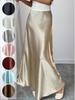 Women's Satin Acetate Light Luxury Elegant Skirt for Spring, Summer, and Autumn