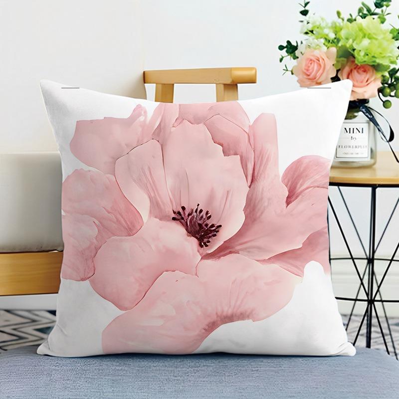 Pink Girly Print Decorative Pillowcase Bedroom Living Room Square Cushion Pillowcase