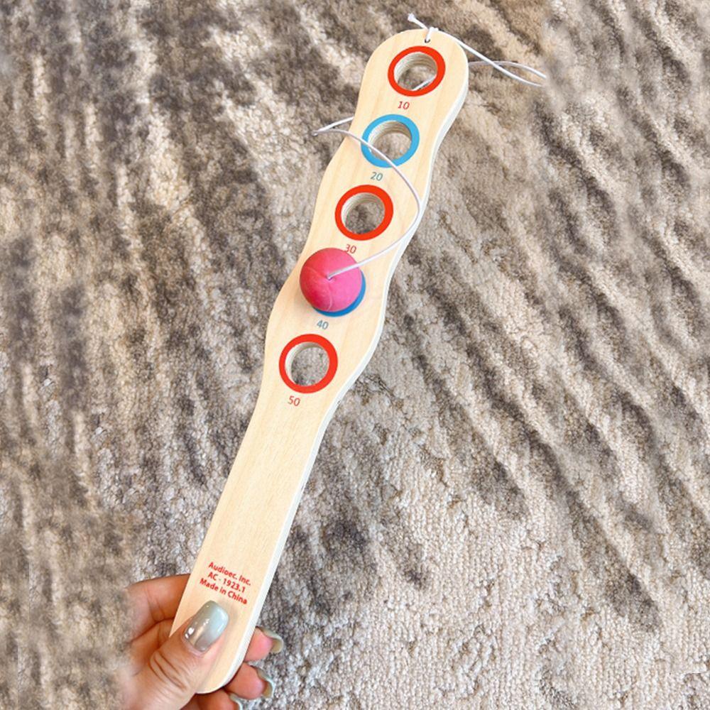 Juego de Paleta y Pelota de Madera con Cuerda Elástica Palas de Madera con Pelota Coordinación Mano-Ojo