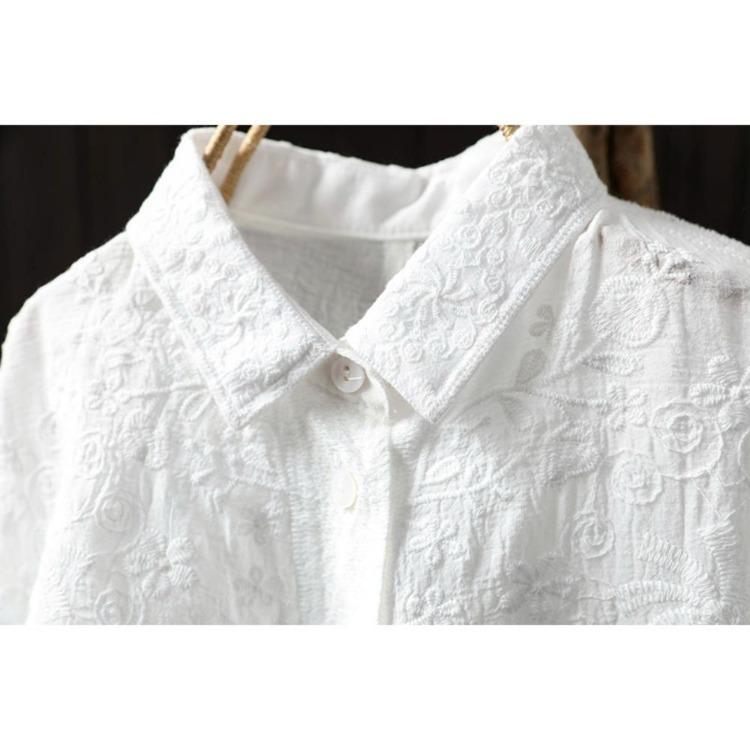 New Spring Fashion Lace Blouse Women Long Sleeve Casual Loose Basic Tops White Tee Shirt