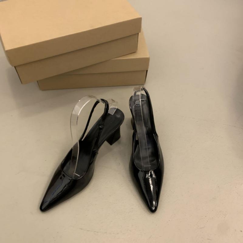 Long Leg Muse~ Temperament Bag Head Empty Sandals Women's Summer New Pointed Fashion Thick High Heels Single Shoes