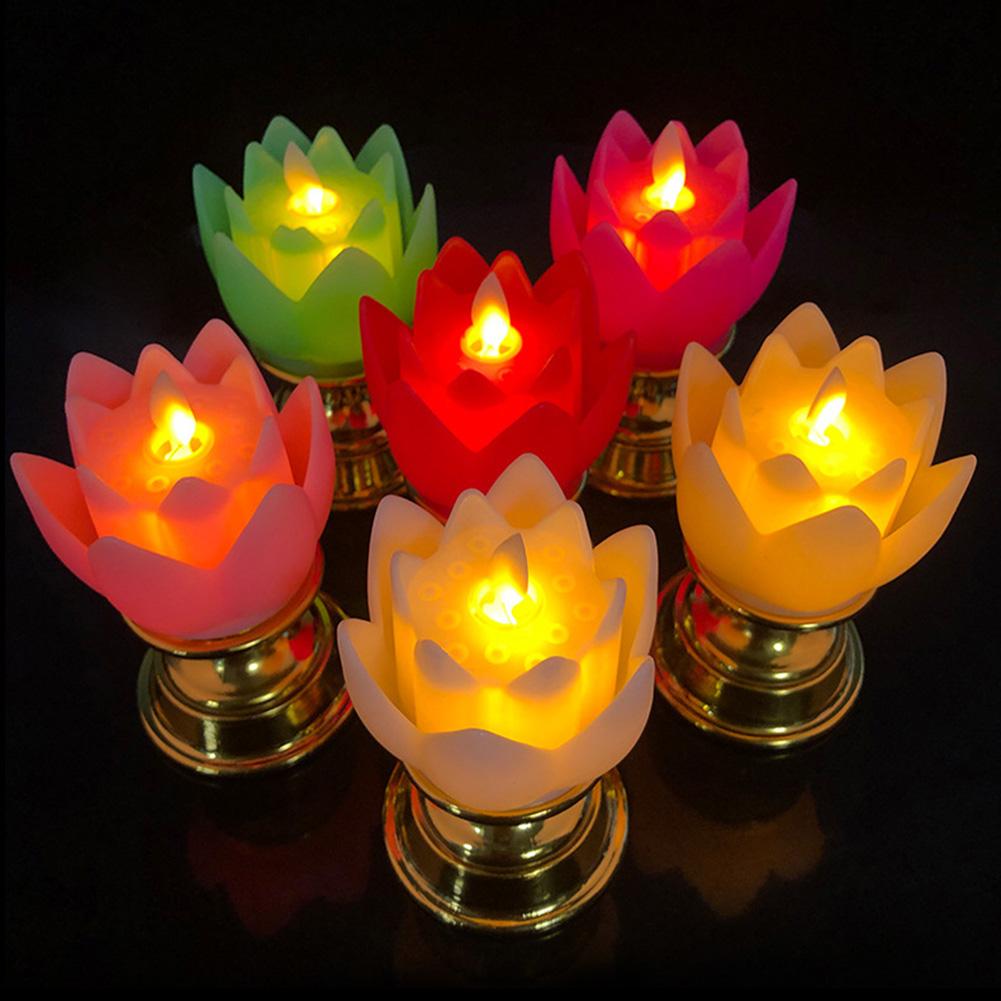 8*8*14cm LED Candle Lamp Colorful Lotus Lamp Decoration Colorful Decoration Meditation Ornament Spiritual Symbolism