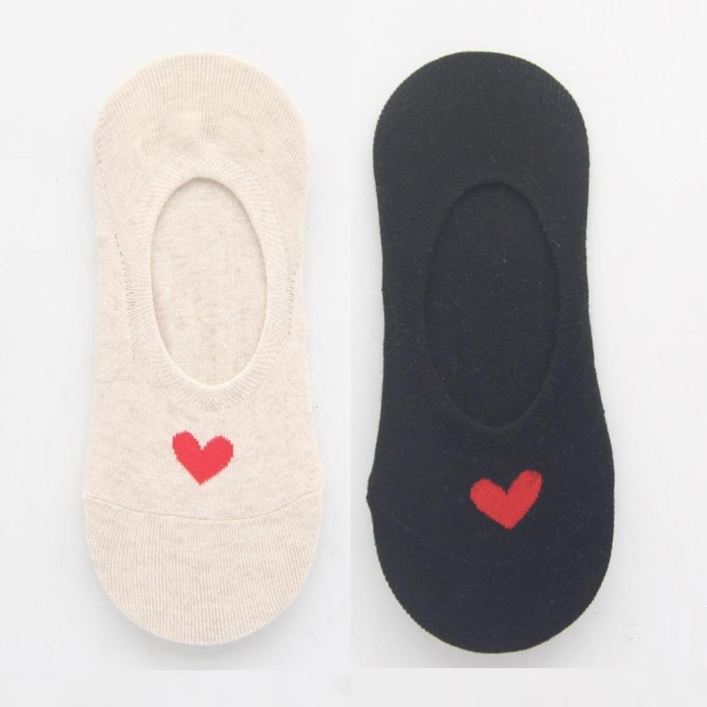 [Socks] Women s No-Show Premium Loafer Heart Socks - 10 Pair Bundle (Choose 2 Colors) Beige + Black
