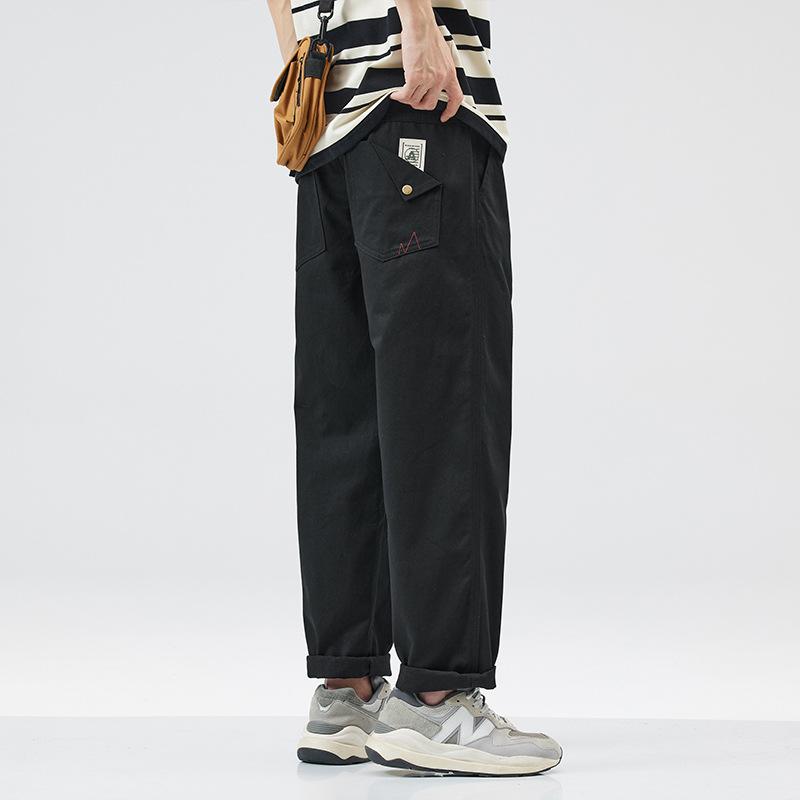 American overalls men's summer new trendy brand loose straight wide-leg pants teenagers handsome cotton casual trousers