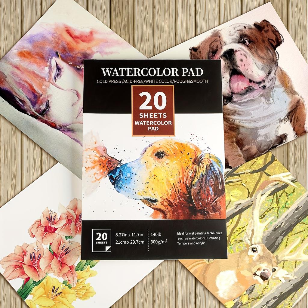 300g A4 20-seitig Klebegebunden Grobkörnig & Feinkörnig Holzschliff Aquarell Aquarellpigment Spezialmalpapier