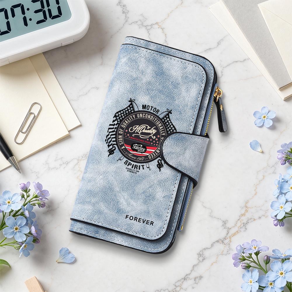 Vintage Long Bifold Wallet Multi Card Slot Coin Purse Large Capacity Casual Portable Handheld Bag Daily Use for Men Women