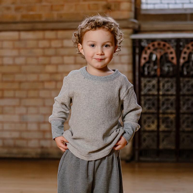 LELE JOVE Nordic Style Kids' Cotton Textured Long-Sleeve T-Shirt