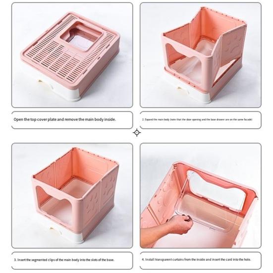 Enclosed Cat Litter Tray Extra Large Cat Litter Box with Lid And Drawer Anti-splash Hop-In Cat Toilet Includes Cat Litter Scoop