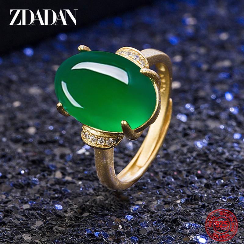 925 Sterling Silver Jade Finger Rings for Women Fashion Party Jewelry