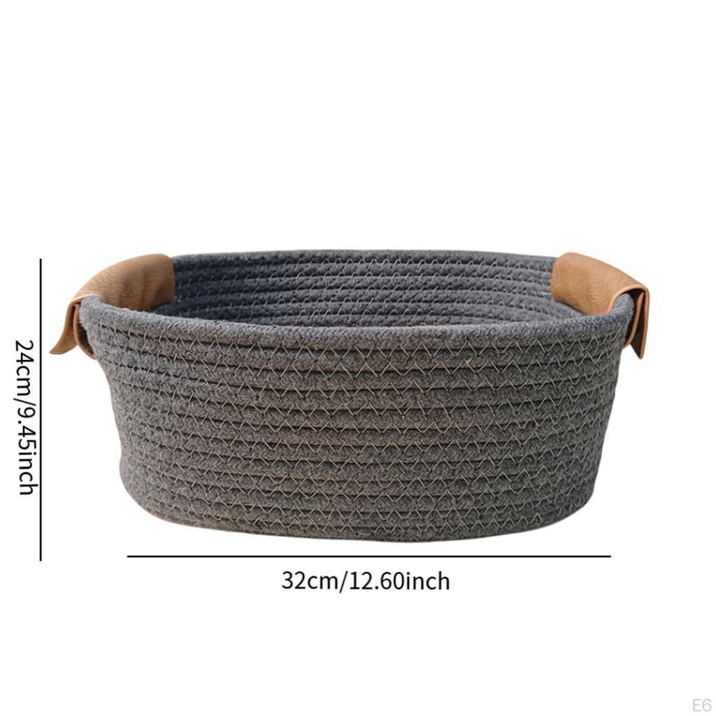 Cesta de almacenamiento tejida de algodón, cesta de picnic rústica decorativa para frutas y pan