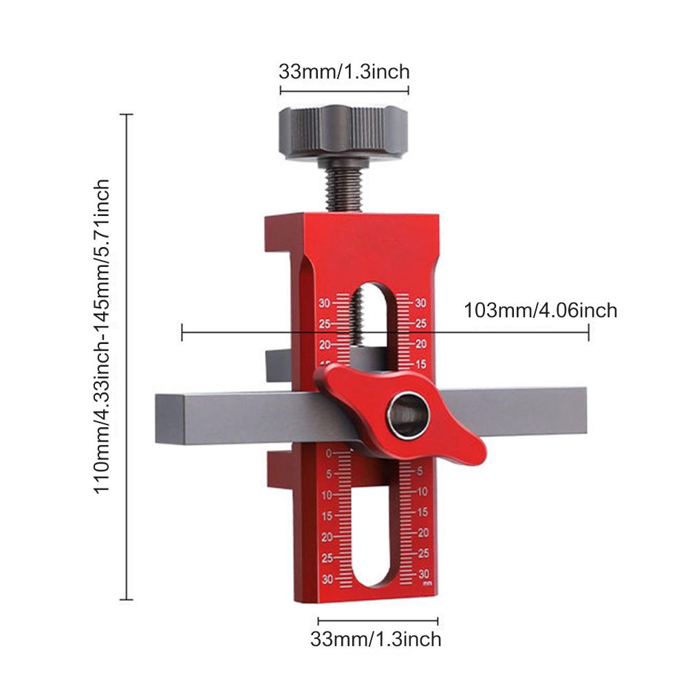 2-in-1 Aluminum Alloy Jig 10mm Drilling Guide Locator Cabinet Door Installation Positioner Can Clamp 7mm-40mm Thickness Boards