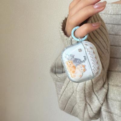 Ins Snowflake Bow Cat for AirPods Pro3 Earphone Cover 4th Generation Wireless Bluetooth Apple AirPods 1 /2 Generation Earphone Case Pro New 3rd