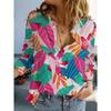 Women's Shirt Ombre Floral Graphic Elegant Vintage Tropical Long Sleeve Shirt Collar Regular Tops Daily Button Printed Summer