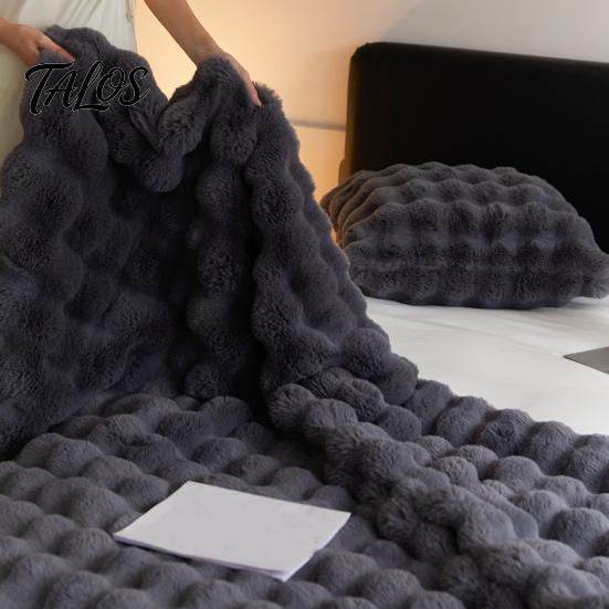 Luxuriöse Komfortdecke Luxuriöser Samt Ultra-weiche Mikrofaser-Kissenbezug Kunstfell Beidseitiger Plüsch Ultra-weiche Kaninchen-Kissenbezug Einfarbige