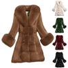 Ženy středního věku Kabát Fuzzy Umělá kožešina Slim Fit Výstřih do V Celebrity Ples Banket Kabát Elastický pas Střední délka Zimní svrchní oděvy odolné proti chladu