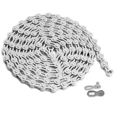 Cadena de bicicleta MOHEGIA ligera, hueca, calada, de 116 eslabones, con cambio de marchas, de acero de aleación especial, color plata, para 6/7/8 velocidades, 1/2" y 3/32".